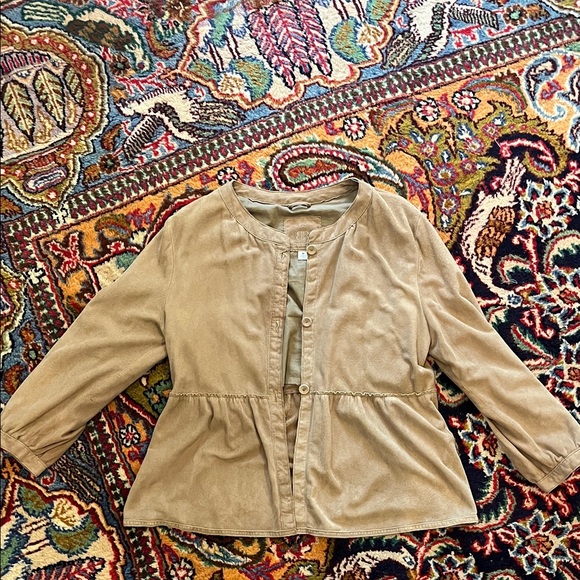 Banana Republic Camel Suede Cropped Peplum Jacket - Picture 1 of 9